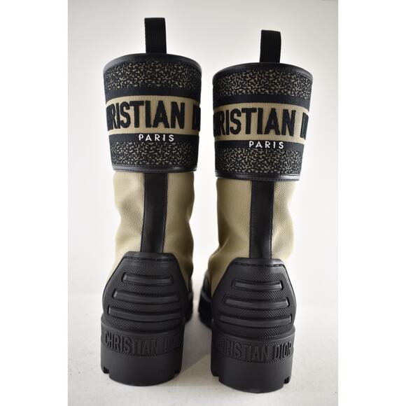 Dior D-Major Black Taupe Logo Military Combat Lace Up Tie Ankle Boots 38.5 - Picture 14 of 16